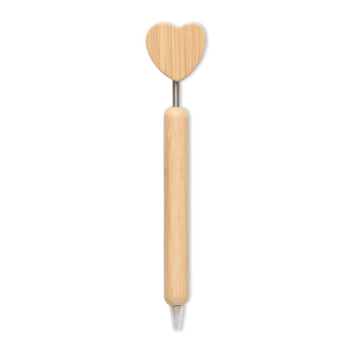 Stylo à bille cœur en bambou