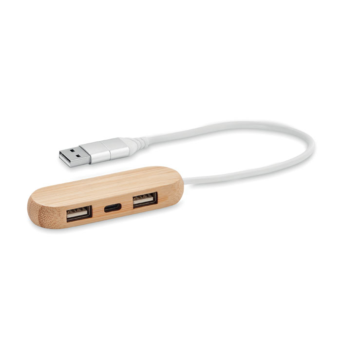 Hub USB 3 ports câble 2 en 1