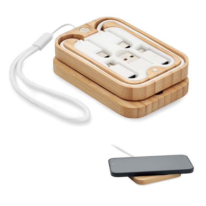 Chargeur sans fil 15 W bambou