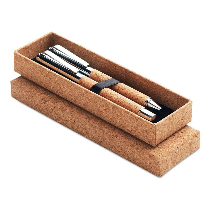 Stylo bille métal boîte liège